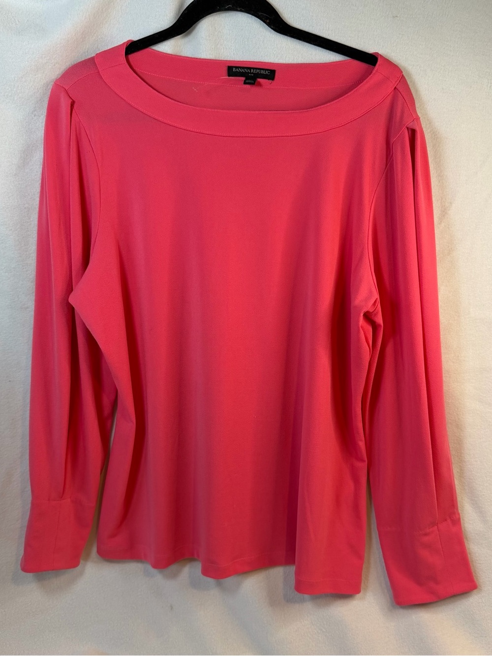 Banana Republic Women's Bright Pink Long-Sleeve Boatneck Top